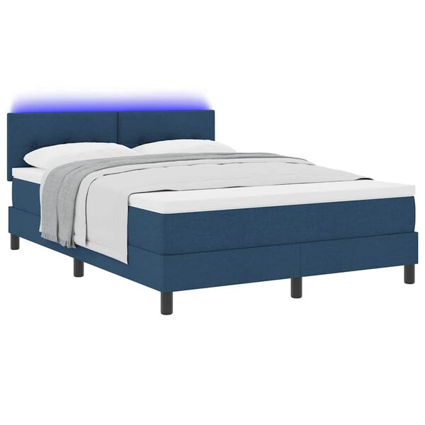 vidaXL Boxspring bed met matras met hoofdeinde Blauw 160 x 200 cm Stof