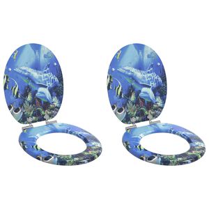 vidaXL Toiletbril 2 pcs Blauw 44 x 38 cm MDF-plaat