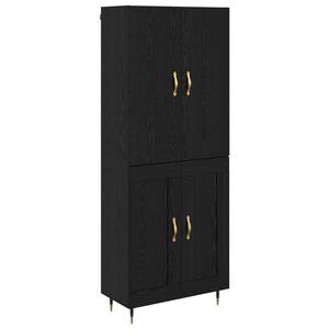 vidaXL Highboard Zwart Eiken 69,5 x 34 x 180 cm Bewerkt hout