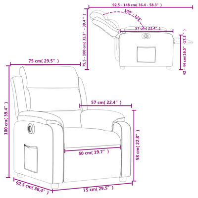 vidaXL Fauteuil verstelbaar elektrisch kunstleer grijs