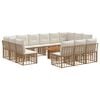 vidaXL Tuinbankenset 14 st Natuurlijk en Cr&egrave;me Wit poly rattan