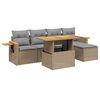 vidaXL 6-delige Loungeset met kussens poly rattan beige