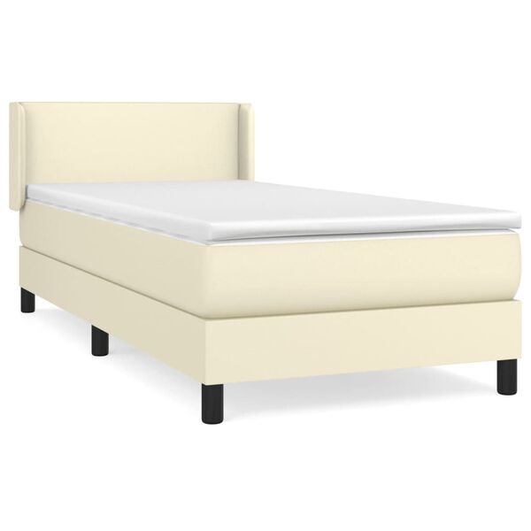 vidaXL Boxspring met matras kunstleer cr&egrave;mekleurig 90x190 cm