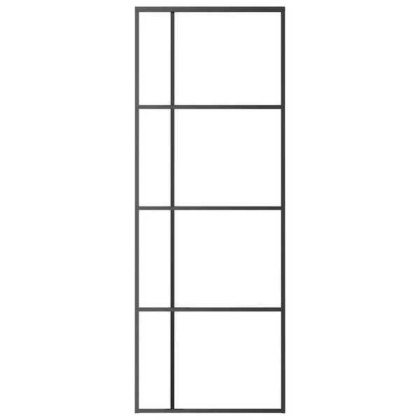 vidaXL Schuifdeur 76x205 cm mat ESG-glas en aluminium zwart