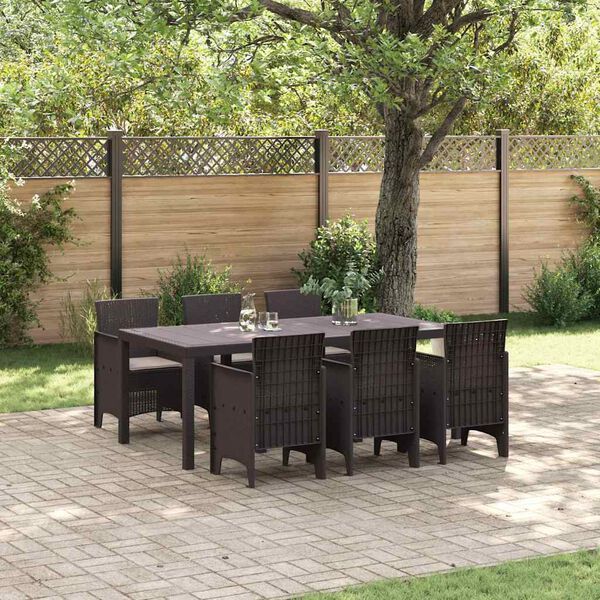 vidaXL Tuin Eetset 7 pcs Bruin Polt riet