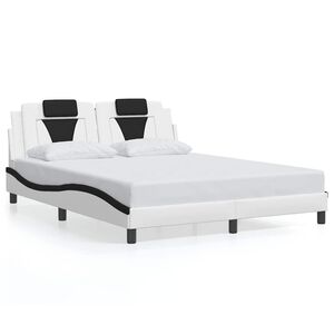 vidaXL Bedframe "Viana" zonder matras kunstleer zwart en wit 160x200 cm