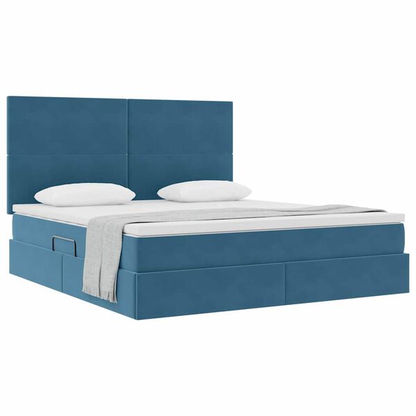 vidaXL Opslag bed met matras Donkerblauw 180 x 200 cm Fluweel