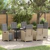 vidaXL Tuin eettafelset met kussen 7 pcs Beige poly rattan