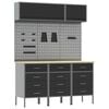 vidaXL Werkkast set 8 st Zwart Poedergecoat staal en gefabriceerd hout