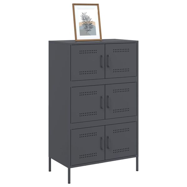 vidaXL Hoge kast 68x39x113 cm staal antracietkleurig