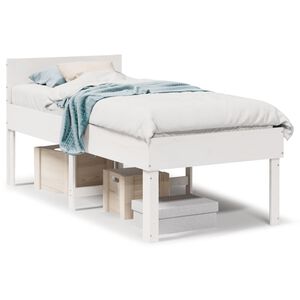 vidaXL Bedframe zonder matras massief grenenhout wit 75x190 cm