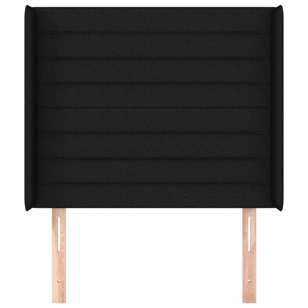 vidaXL Hoofdbord met randen 83x16x118/128 cm stof zwart