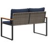 vidaXL Bank met kussen Grijs en Marineblauw 115 x 65 x 72 cm Rattan
