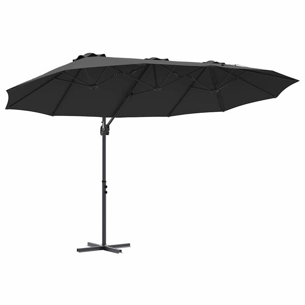 vidaXL Tuin Cantilever Parasol Zwart 372 x 198 x 243 cm