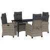 vidaXL Tuin eettafelset met kussen 5 pcs Grijs poly rattan