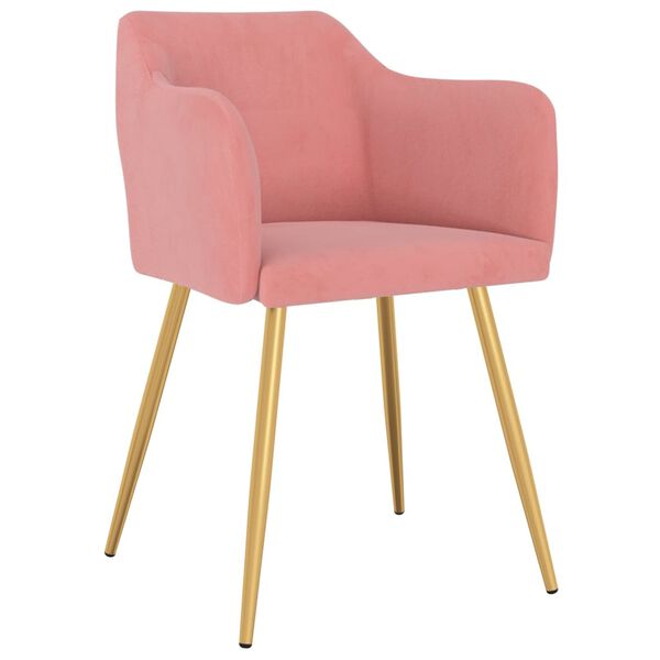 vidaXL Eetkamerstoelen 6 st fluweel roze