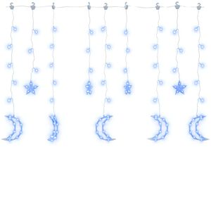 vidaXL Lichtslinger ster en maan afstandsbediening 138 LED's blauw