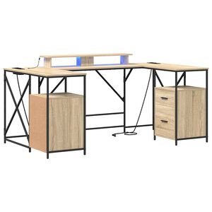 vidaXL Bureau Sonoma Eiken Bewerkt hout 182 x 101 x 87,5 cm