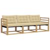 vidaXL Buiten bankenset 3 st Wit en Beige