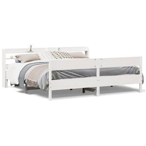 vidaXL Bedframe zonder matras massief grenenhout wit 200x200 cm