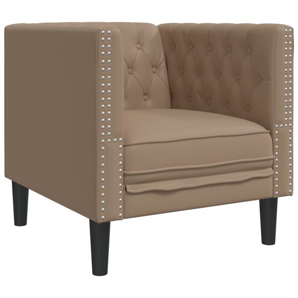 vidaXL Fauteuil Chesterfield-stijl kunstleer cappuccinokleurig