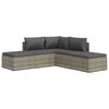 vidaXL 5-delige Loungeset met kussens poly rattan grijs