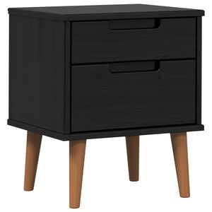 vidaXL Nachtkastje met lade Zwart 40 x 35 x 48 cm Massief grenenhout