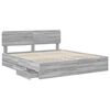vidaXL Bedframe met lade Grijze Sonoma 200 x 200 cm Geconstrueerd hout
