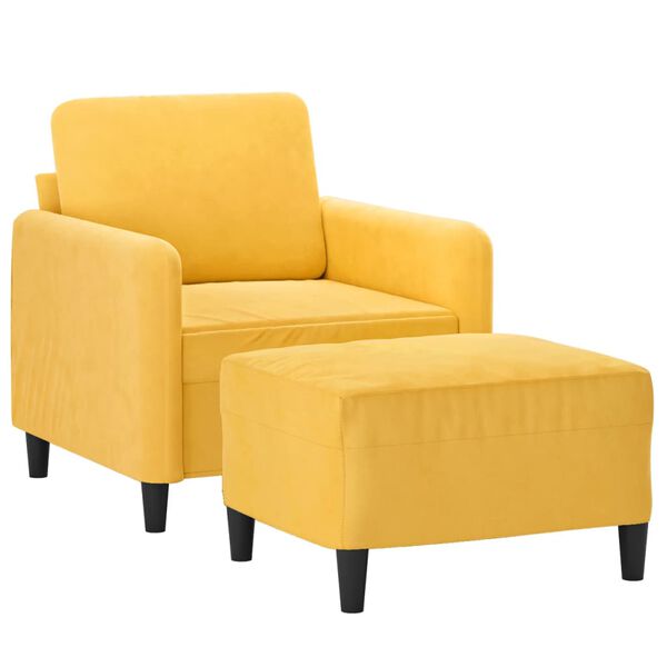 vidaXL Fauteuil met voetenbank 60 cm fluweel lichtgeel