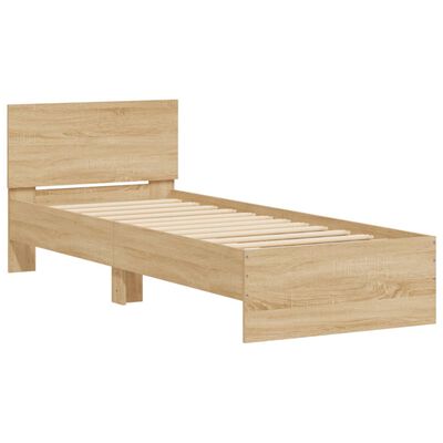 vidaXL Bedframe met hoofdeinde bewerkt hout sonoma eiken 100x200 cm