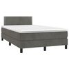 vidaXL Boxspring met matras en LED fluweel donkergrijs 120x200 cm