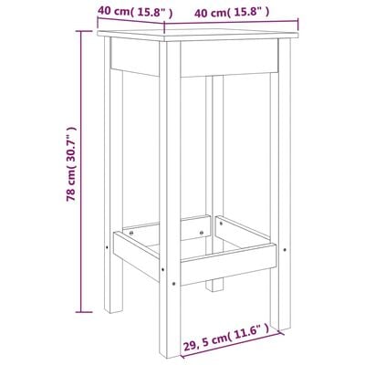 vidaXL Barstoelen 2 st 40x40x78 cm massief grenenhout wit