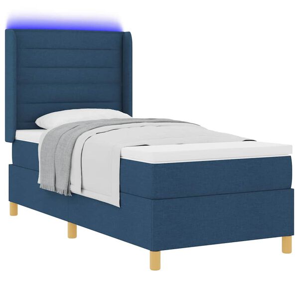vidaXL Boxspring bed met matras Blauw 90 x 200 cm Stof