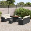 vidaXL Tuin Sofa Set met kussen met opslag 9 pcs Zwart en cr&egrave;me