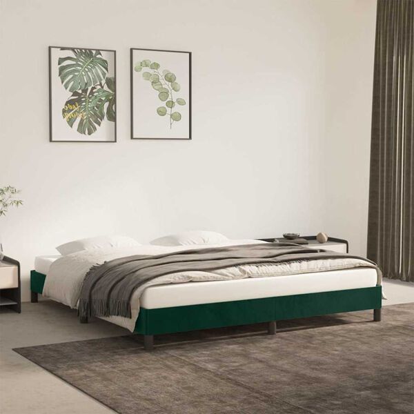 vidaXL Bedframe zonder matras 160x200 cm fluweel donkergroen