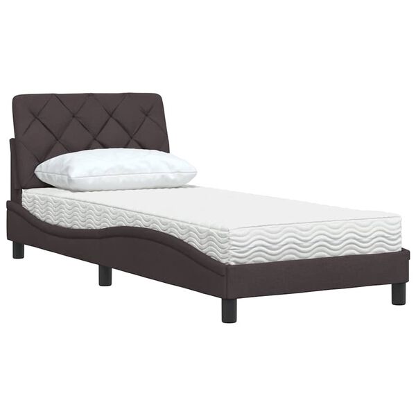 vidaXL Bed met matras stof donkerbruin 90x190 cm