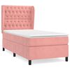 vidaXL Boxspring met matras fluweel roze 90x200 cm