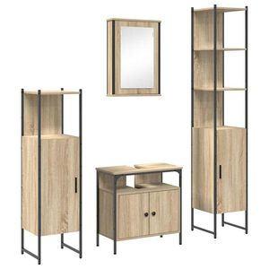 vidaXL Badkamermeubelset met plank 4 pcs Sonoma Eiken Bewerkt hout