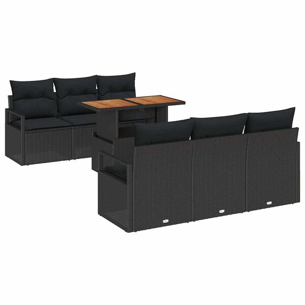 vidaXL Tuin Sofa Set met kussen 7 pcs Zwart