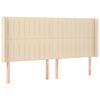 vidaXL Hoofdbord met randen 183x16x118/128 cm stof cr&egrave;mekleurig