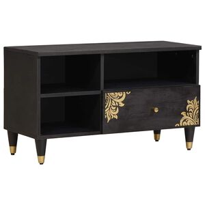 vidaXL TV-kast met lade Zwart 80 x 33 x 46 cm Massief Mango Hout