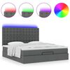 vidaXL Ottoman bed met matras en LED's 180x200cm stof donkergrijs