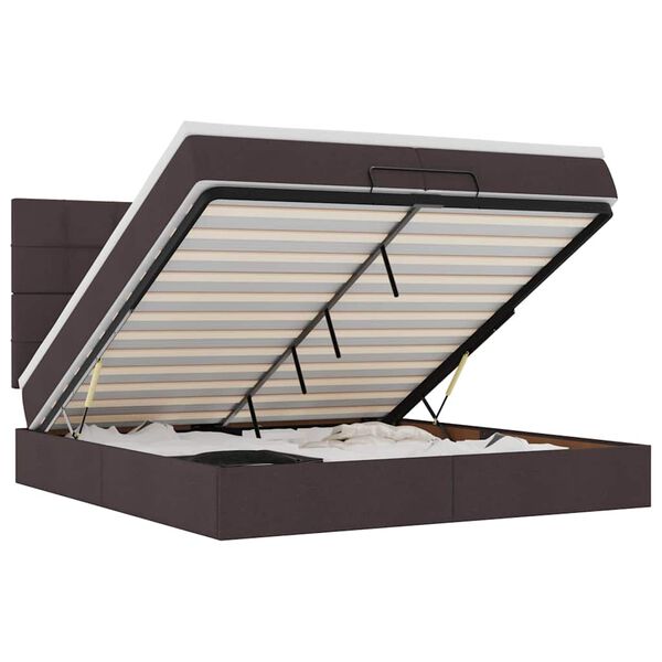 vidaXL Ottoman bed met matrassen en LED's 200x200cm stof donkerbruin