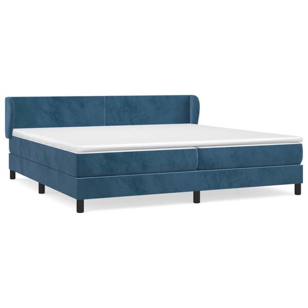 vidaXL Boxspring met matras fluweel donkerblauw 200x200 cm
