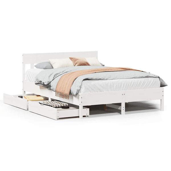 vidaXL Bedframe zonder matras massief grenenhout wit 120x190 cm