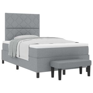 vidaXL Boxspringbed met hoofdeinde Lichtgrijs 120 x 200 cm Stof