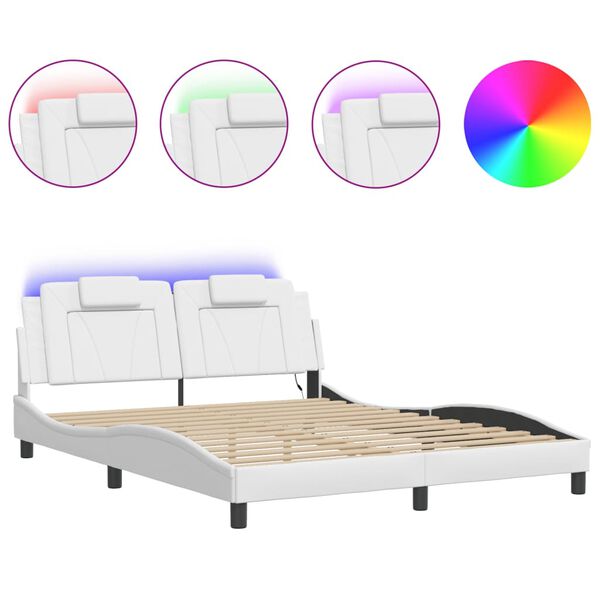 vidaXL Bedframe "Viana" met LED zonder matras wit 160x200 cm