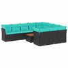 vidaXL 11-delige Loungeset met kussens poly rattan zwart