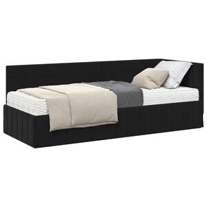 vidaXL Hoekbedframe met Matras met hoofdeinde 2 pcs Zwart Fluweel