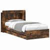 vidaXL Bedframe met opslag Gerookt eiken 90 x 200 cm Bewerkt hout